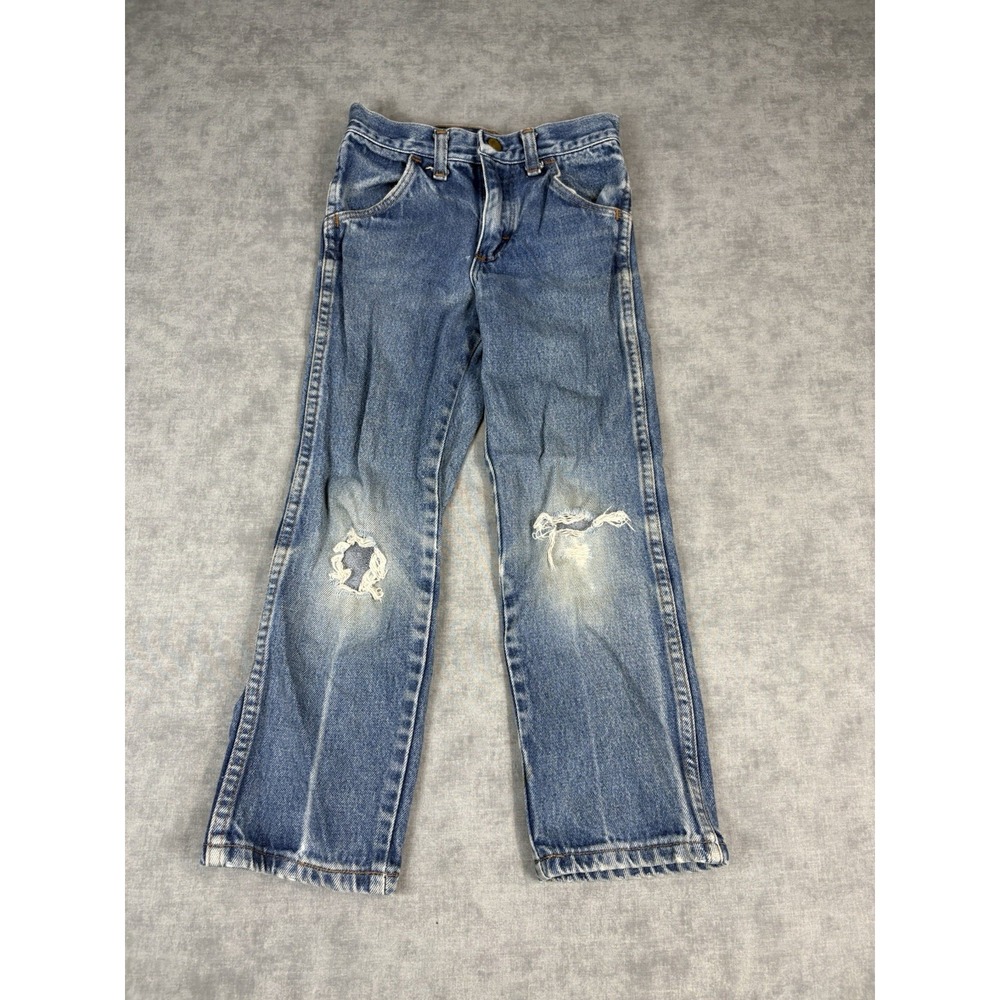 Vintage Rustler Kids Jeans Size 8 Regular USA Made Distressed 100% Cotton